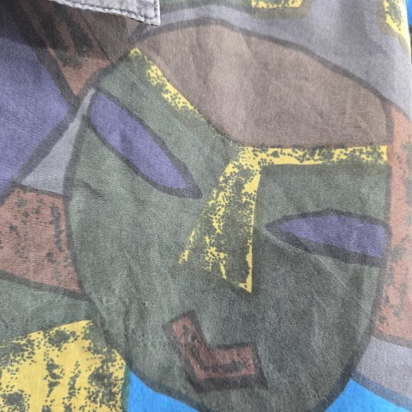 Vintage Verona Men's Art to Wear 100% Silk Button Down Shirt Large - Picture 6 of 14